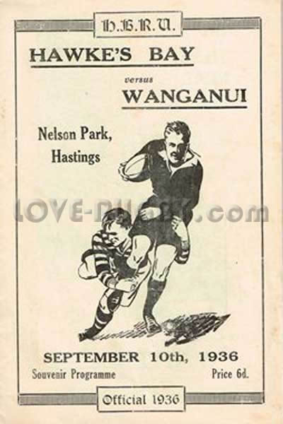 1936 Hawke's Bay v Wanganui  Rugby Programme